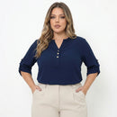Camisa Plus Size SoftElegance - O caimento perfeito que valoriza seu corpo com leveza e elegância